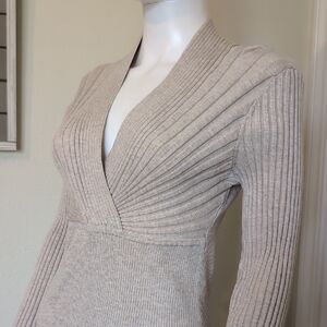 I•N•C International Concepts V-neck Ribbed Sweater Heathered Sandune SzL NWT